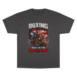 Boxing T-Shirt – "Built in the Dark to Shine" Motivational Champion Tee